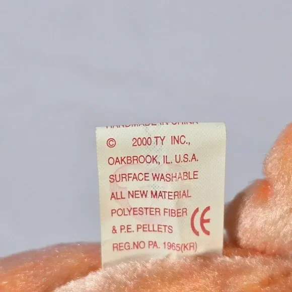 Vintage TY Zodiac Pig Plush | 7” Stuffed Animal | Peach & Fuchsia | 2000 Collect - Picture 6 of 9